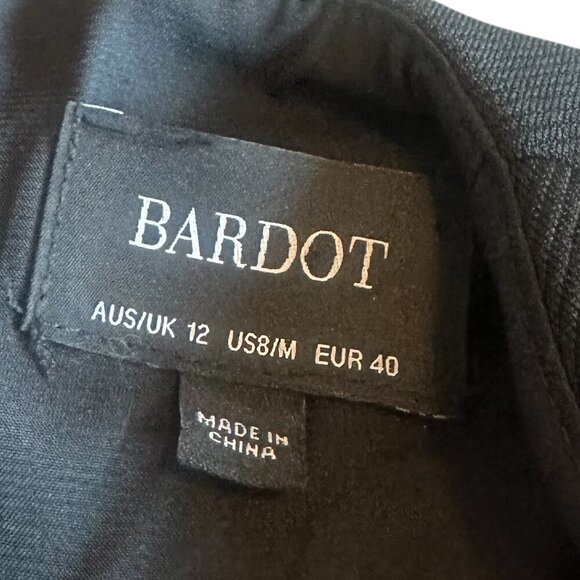 Bardot Anya Bodysuit Black Long Sleeve Knot Waist Deep Plunge Size 8 Medium - Picture 11 of 12